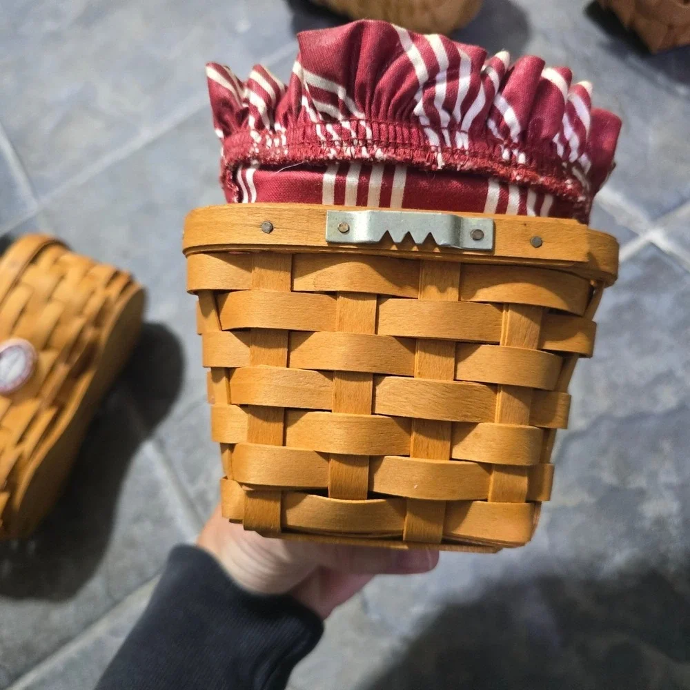 Longaberger Basket Lot 9pc Mixed Sizes Brown Vintage Handwoven Maple Wood Decor